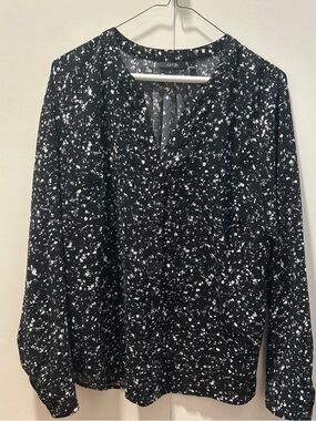 Apt. 9 Black & White V-Neck Blouse